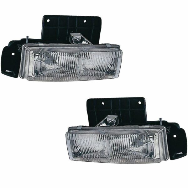 Headlight Headlamp & Bracket Mount Pair Set Kit for 95-05 Chevy Astro Van
