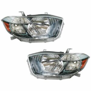 Headlights Headlamps Left & Right Pair Set for 08-10 Toyota Highlander Hybrid