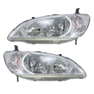 Headlight Assembly Compatible With 2004-2005 Honda Civic Driver and Passenger Side