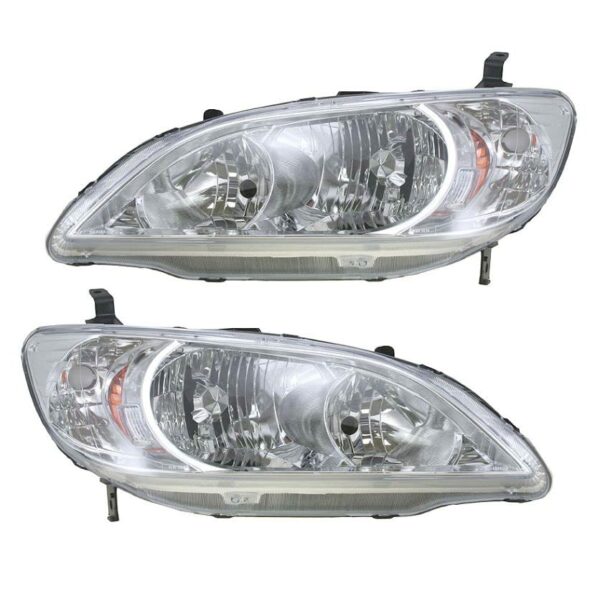 Headlight Assembly Compatible With 2004-2005 Honda Civic Driver and Passenger Side