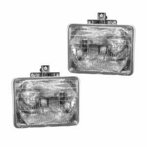 Headlights Headlamps w/ Chrome Trim LH & RH Pair Set for 92-97 Ford Aerostar