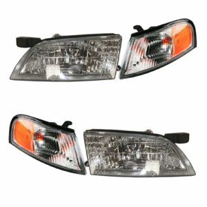 Headlights Headlamps & Parking Corner Lights LH & RH Pair Set for 98-99 Altima