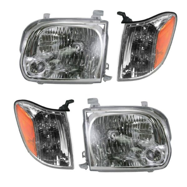 Headlight Headlamp Corner Light Lamp Kit Set of 4 for Tundra Double Cab Sequoia