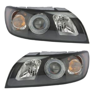 Headlight Assembly Compatible With 2004-2007 Volvo S40 2005-2007 V50 Driver and Passenger Side