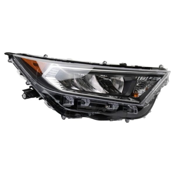 Right Headlight Assembly Chrome Bezel Compatible with 2019-2021 Toyota Rav4 Passenger Side