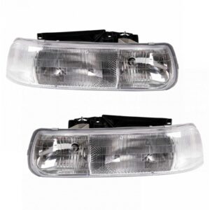 Headlight Set Compatible with 1999-2002 Chevrolet Silverado 2000-2006 Suburban Tahoe