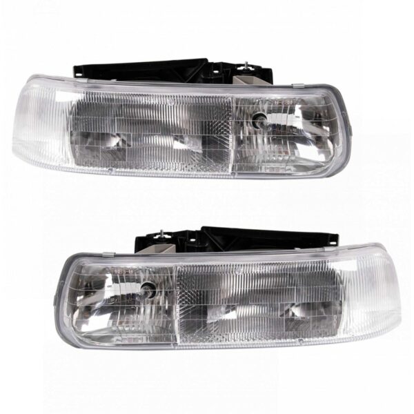 Headlight Set Compatible with 1999-2002 Chevrolet Silverado 2000-2006 Suburban Tahoe