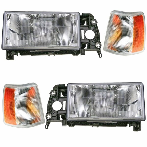 Headlight Parking Marker Turn Signal Light Lamp Set of 4 Compatible with Volvo 740 940