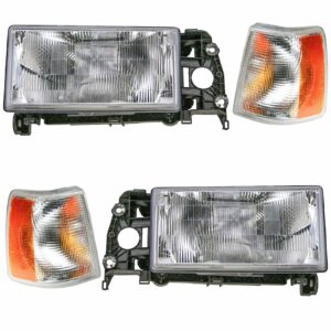 Headlight Parking Marker Turn Signal Light Lamp Set of 4 Compatible with Volvo 740 940