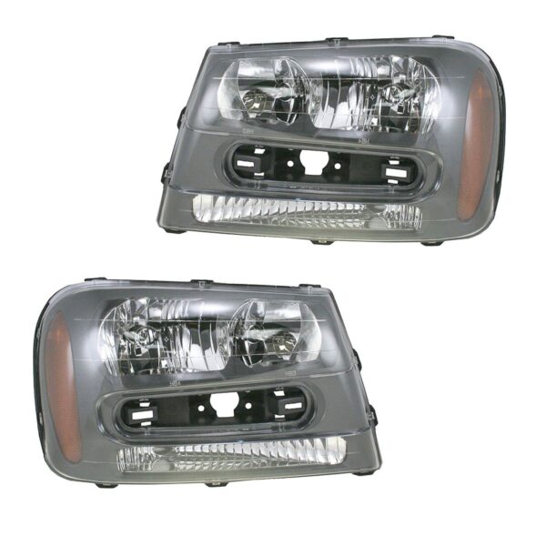 Headlights Headlamps Left & Right Pair Set for 02-09 Chevy Trailblazer