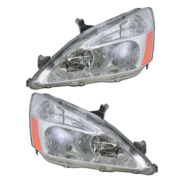 Headlights Headlamps Left & Right Pair Set for 03-07 Honda Accord