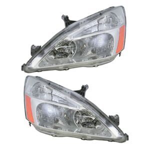 Headlights Headlamps Left & Right Pair Set for 03-07 Honda Accord