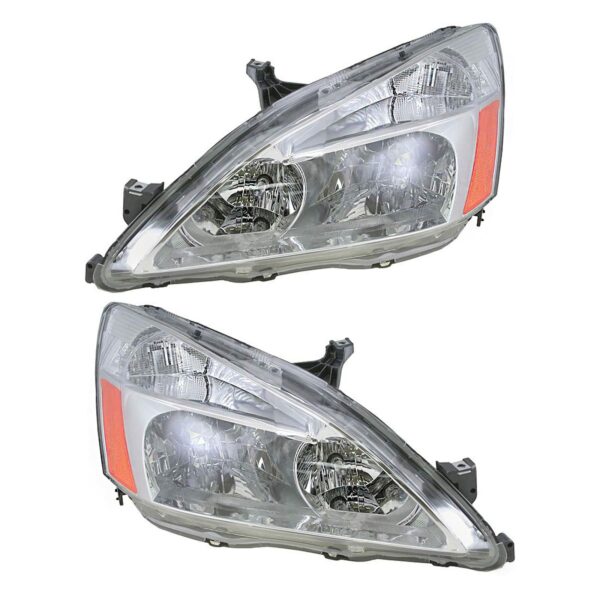 Headlights Headlamps Left & Right Pair Set for 03-07 Honda Accord