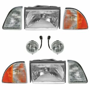 Headlight Parking Fog Turn Signal Light Kit 8 Piece Set for 87-93 Ford Mustang