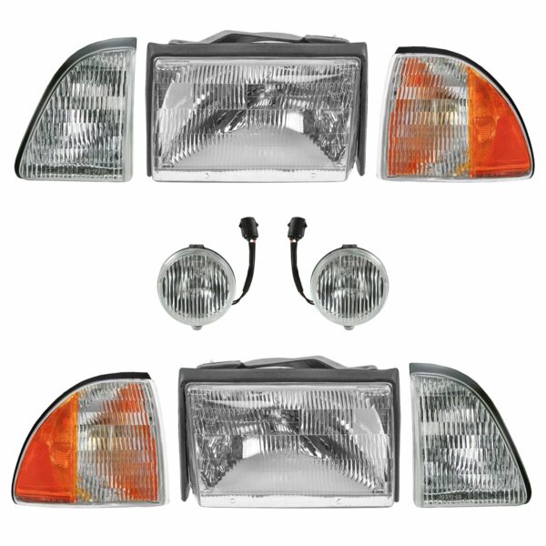 Headlight Parking Fog Turn Signal Light Kit 8 Piece Set for 87-93 Ford Mustang