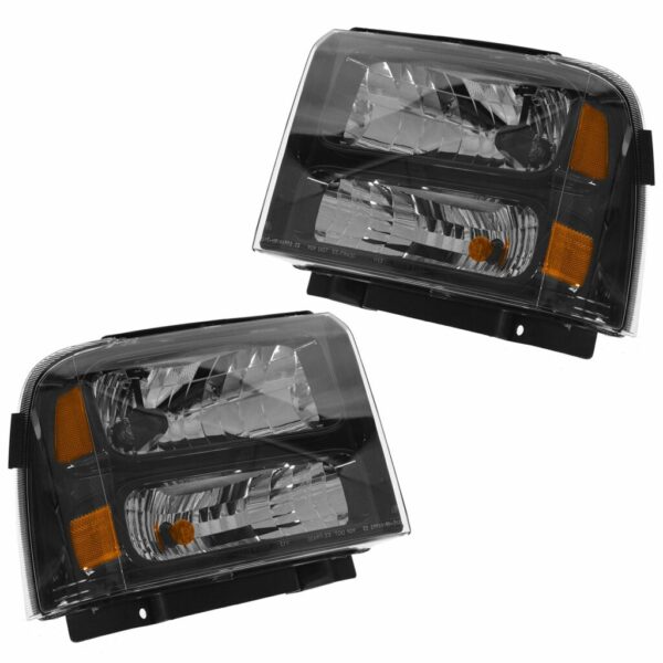 Headlights Headlamps Pair Set for 05-07 Ford Super Duty Harley Davidson