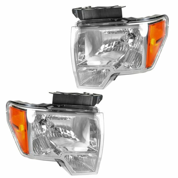 Headlight Headlamp LH Left & RH Right Pair Set for 09-14 Ford F150 Pickup Truck