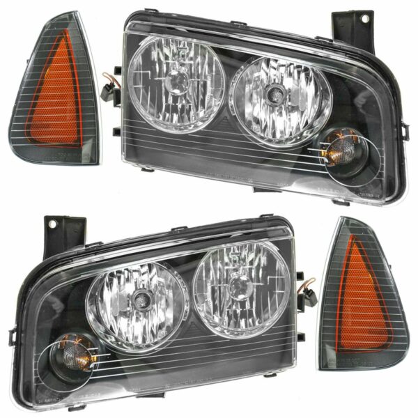 Headlight Headlamp Corner Light Lamp Kit Set of 4 for 06-07 Dodge Charger