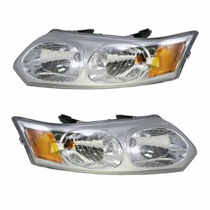 Headlights Headlamps Left & Right Pair Set for 03-07 Saturn Ion 4 Door Sedan