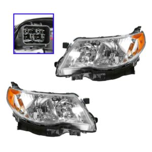 Headlamp Headlight Left LH & Right RH Pair Set of 2 for 09-13 Subaru Forester