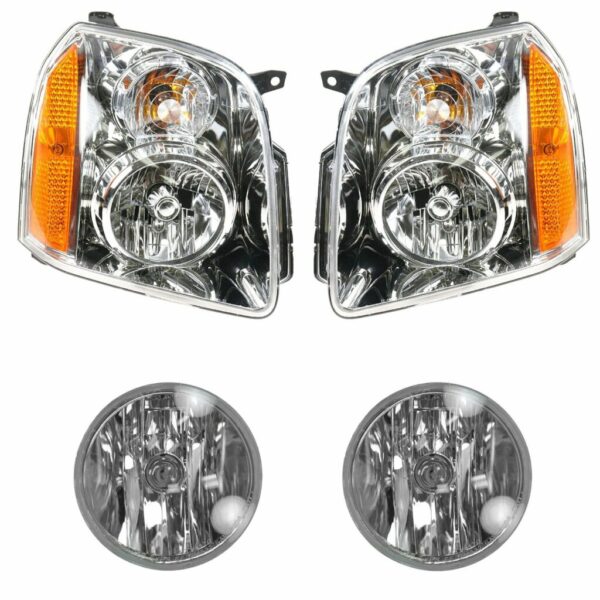 Headlight Fog Driving Light Lamp Kit LH RH Set of 4 for GMC Yukon SUV