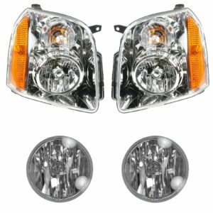 Headlight Fog Driving Light Lamp Kit LH RH Set of 4 for GMC Yukon SUV