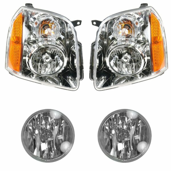 Headlight Fog Driving Light Lamp Kit LH RH Set of 4 for GMC Yukon SUV