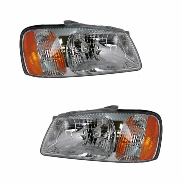 Headlights Headlamps Pair Set Left LH & Right RH for 00-02 Hyundai Accent