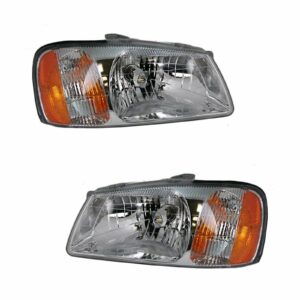 Headlights Headlamps Pair Set Left LH & Right RH for 00-02 Hyundai Accent