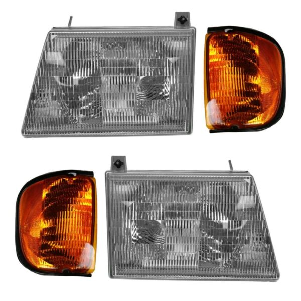 Headlight Headlamp Corner Light Lamp Kit Set of 4 for 01-03 Ford Econoline Van