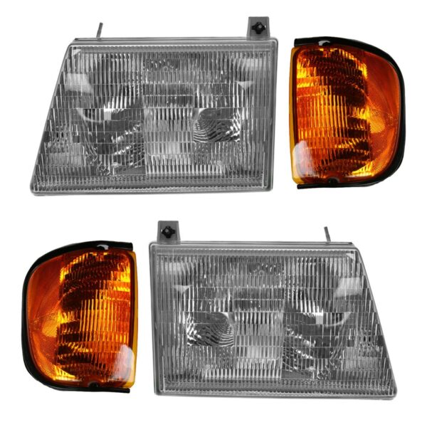 Headlight Headlamp Corner Light Lamp Kit Set of 4 for 01-03 Ford Econoline Van