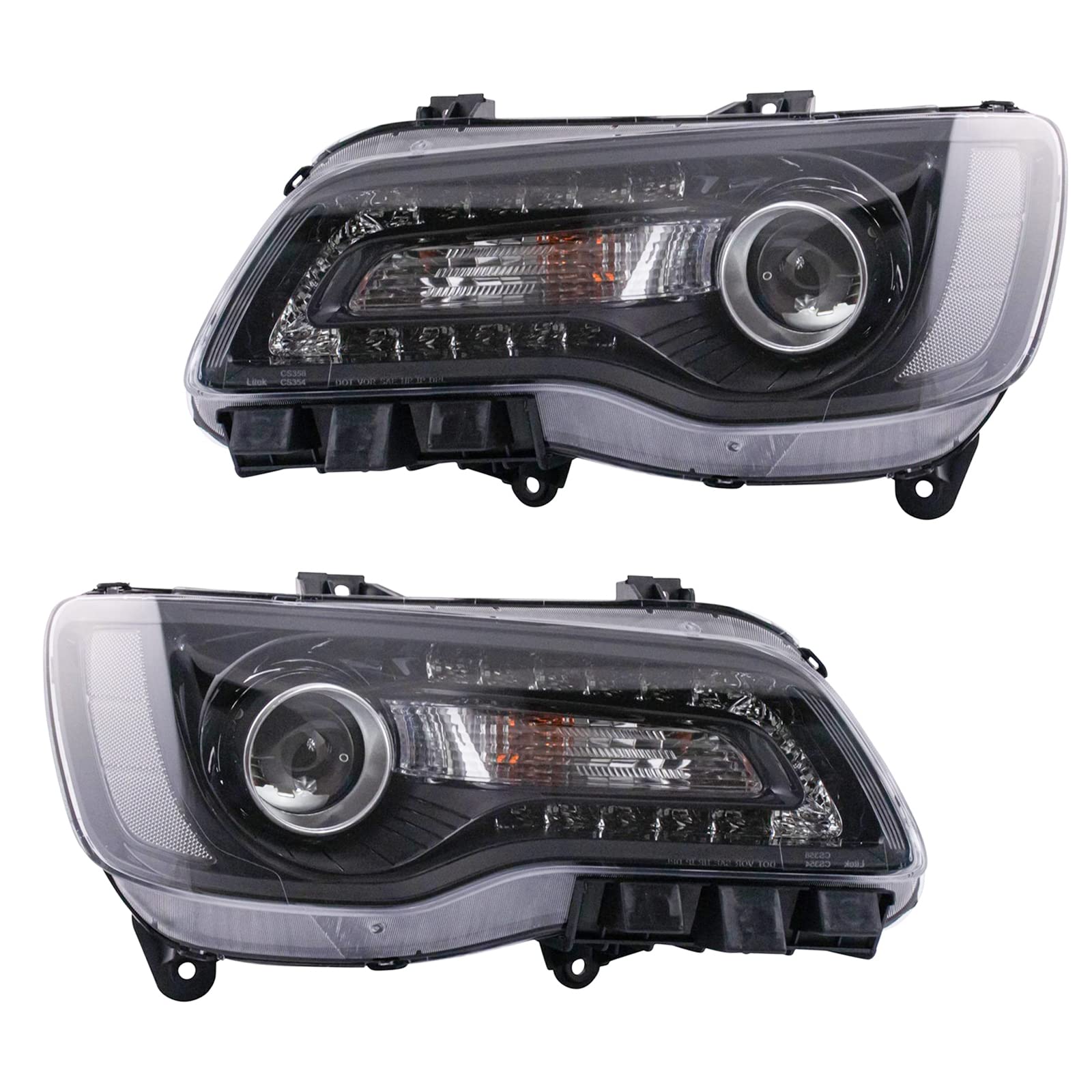 Headlight Lamp Assembly Pair Driver Passenger LH RH Halogen Compatible with Chrysler 300