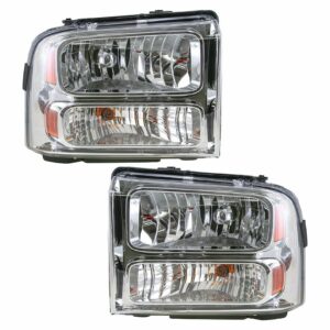 Headlights Headlamps Left & Right Pair Set for 05-07 Ford Super Duty Truck