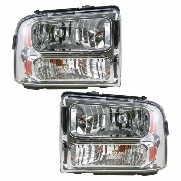 Headlights Headlamps Left & Right Pair Set for 05-07 Ford Super Duty Truck