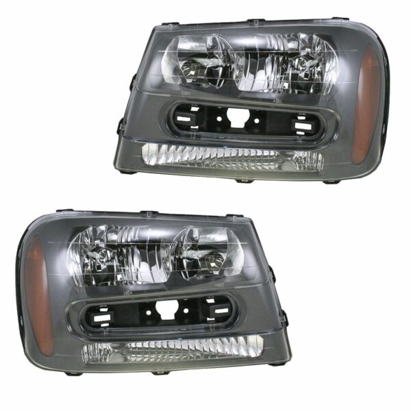 Headlights Headlamps Left & Right Pair Set for 02-09 Chevy Trailblazer