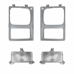 Headlight Lamp & Bezel Parking Light Kit Set of 4 Compatible with 85-88 Chevy GMC Pickup SUV