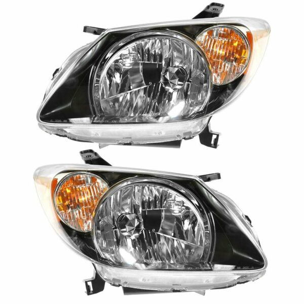 Headlights Headlamps Pair Set Left LH & Right RH for 03-04 Pontiac Vibe