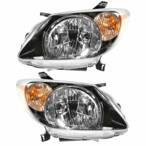 Headlights Headlamps Pair Set Left LH & Right RH for 03-04 Pontiac Vibe