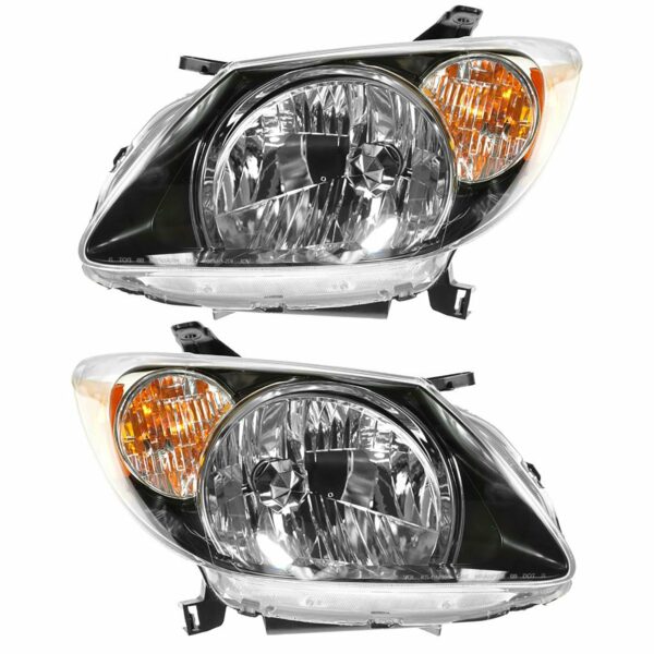 Headlights Headlamps Pair Set Left LH & Right RH for 03-04 Pontiac Vibe