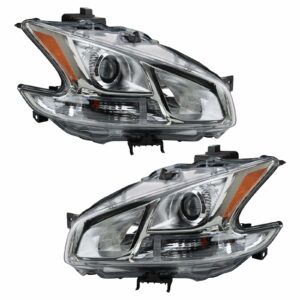 Halogen Headlight Headlamp LH Left & RH Right Pair Set for 09-13 Nissan Maxima