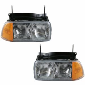 Combo Headlights Headlamps Lamp Pair Set for 94-97 GMC Pickup Truck S-15