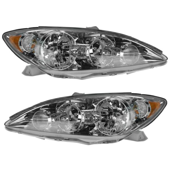 Headlight Chrome Bezel LH Driver & RH Passenger Pair Set for 05-06 Toyota Camry