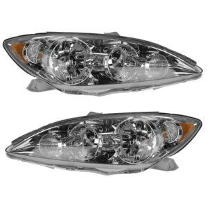 Headlight Chrome Bezel LH Driver & RH Passenger Pair Set for 05-06 Toyota Camry