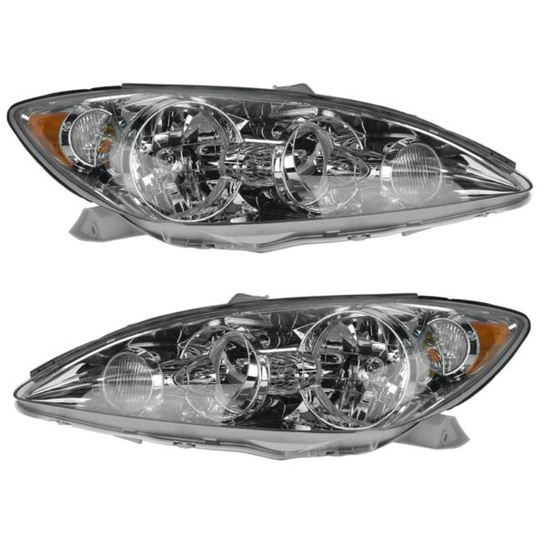 Headlight Chrome Bezel LH Driver & RH Passenger Pair Set for 05-06 Toyota Camry