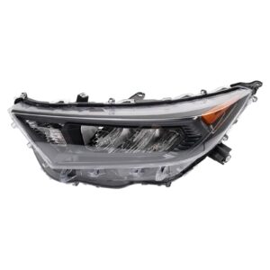 Left Headlight Assembly Black Bezel Compatible with 2019-2021 Toyota Rav4 LE Driver Side