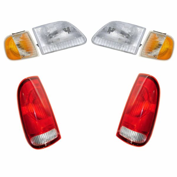 Headlight Parking Marker Lamp Tail Light Set of 6 Compatible with 97-03 Ford F150 Truck