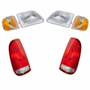 Headlight Parking Marker Lamp Tail Light Set of 6 Compatible with 97-03 Ford F150 Truck