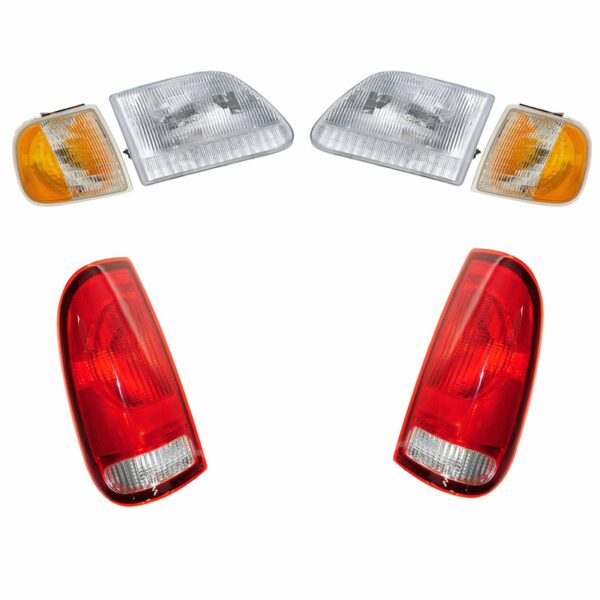 Headlight Parking Marker Lamp Tail Light Set of 6 Compatible with 97-03 Ford F150 Truck