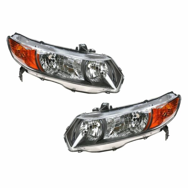 Headlight Headlamp Left & Right Pair Set for 06-08 Honda Civic Coupe 1.8L