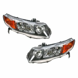 Headlight Headlamp Left & Right Pair Set for 06-08 Honda Civic Coupe 1.8L